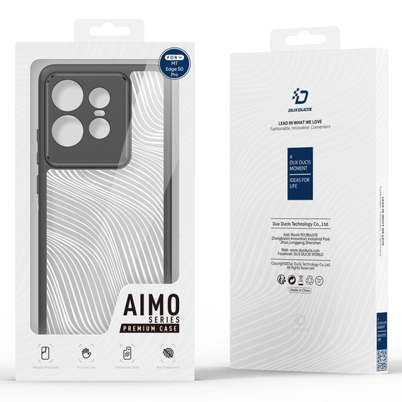 Чехол DuxDucis для Motorola Edge 50 Pro 5G, Aimo case, прозрачный / черный