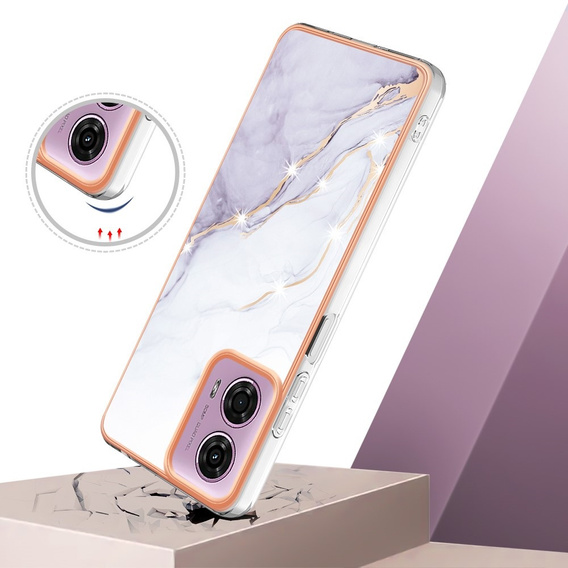 Захисний чохол для Motorola Moto G24 / G24 Power / G04, Marble Slim Case, білий