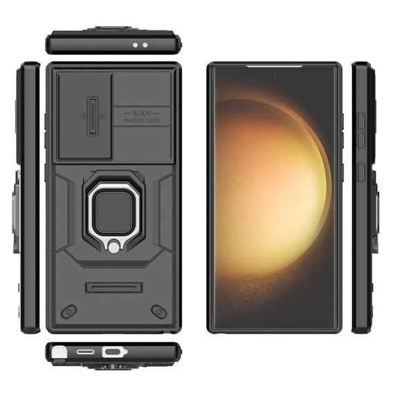 Чехол для Samsung Galaxy S24 Ultra, KickStand Camera Lens, чёрный