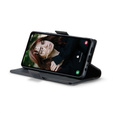 Чехол для Samsung Galaxy S24 FE, ERBORD Glossy Litchi, кошелек с клапаном, чёрный
