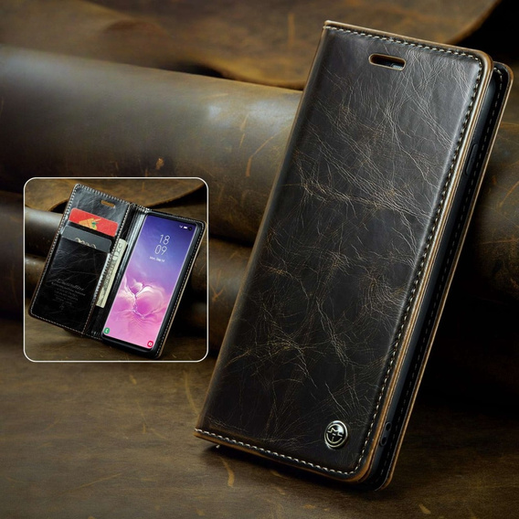 Флип-кейс CASEME для Samsung Galaxy S10+ Plus, Waxy Textured, кофе