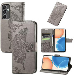 Откидной чехол для Samsung Galaxy M55 5G, Butterfly, серый