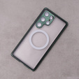 Магнитный чехол с двойным стеклом MagSafe для Samsung Galaxy S22 Ultra, зелёный