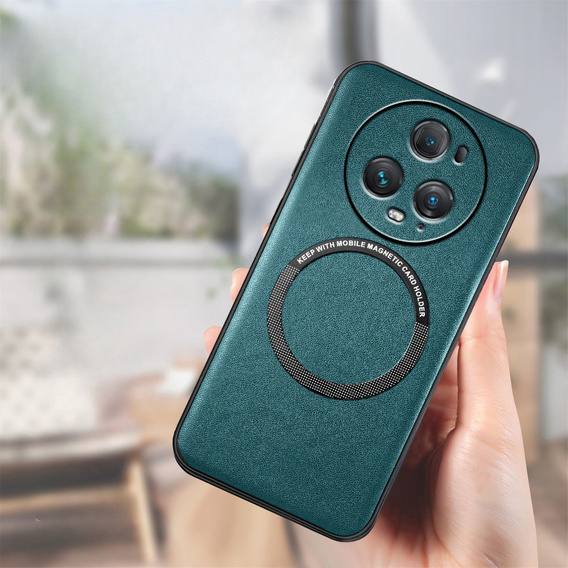 Чoхол до Honor Magic 5 Pro, Leather Hybrid MagSafe, зелений