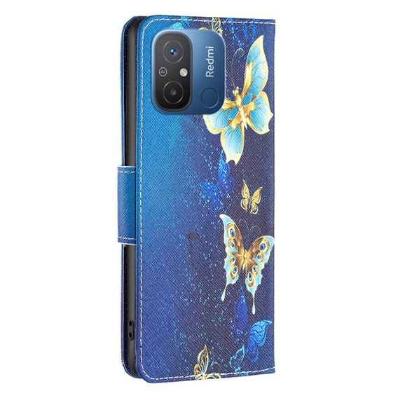 Откидной чехол для Xiaomi Redmi 12C, Wallet, butterfly, синий