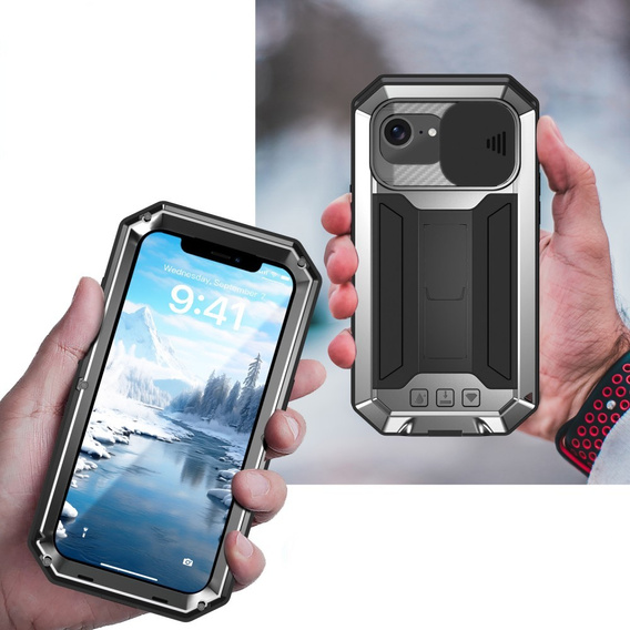 Бронированный чехол для iPhone 16E, R-JUST, серебряный