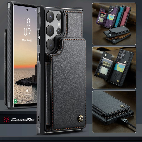 CASEME флип-кейс для Samsung Galaxy S25 Ultra, Litchi Wallet, чёрный
