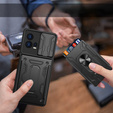Бронированный чехол для Motorola Edge 30 Fusion 5G, Camera Slide Card Slot, чёрный