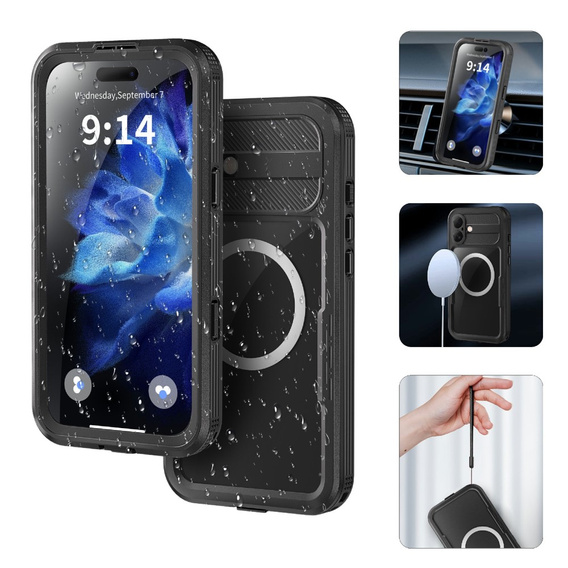 Водонепроникний чохол IP68 для iPhone 16 Plus, SHELLBOX MagSafe, чорний