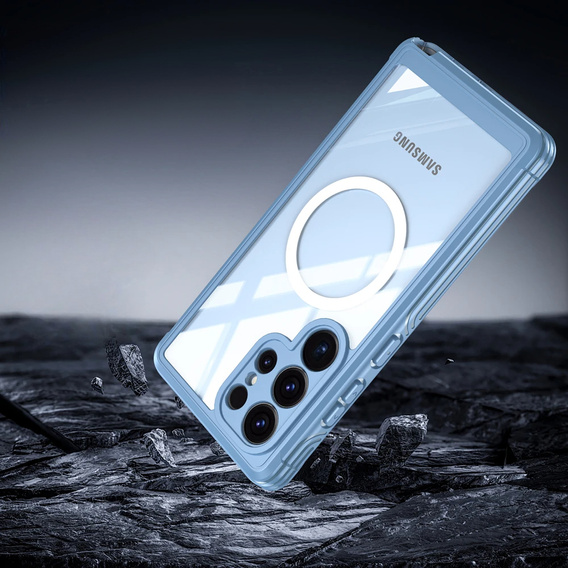 Чехол для Samsung Galaxy S25 Ultra, Shockproof, со стеклом, для MagSafe, синий