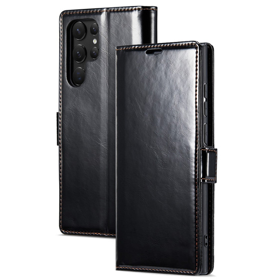 Чохол-книжка для Samsung Galaxy S23 Ultra, ERBORD Waxy Wallet, чорний