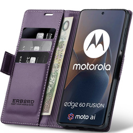 Чохол для Motorola Edge 60 / 60 Fusion, ERBORD Glossy Litchi, гаманець з клапаном, фіолетовий
