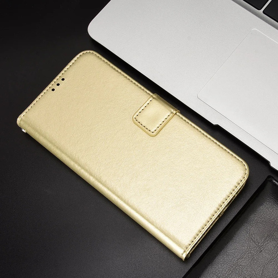 Откидной чехол для Xiaomi Poco F6, Crazy Horse Wallet, золотой