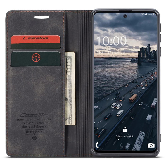Чехол CASEME для Samsung Galaxy A33 5G, Leather Wallet Case, чёрный