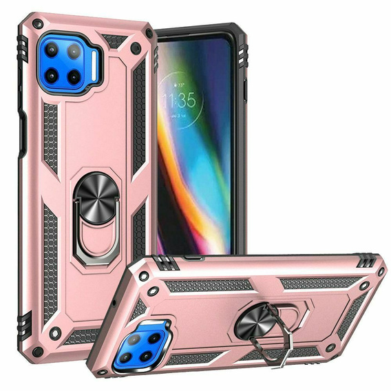 Броньований Чoхол до Motorola Moto G 5G Plus, Nox Case Ring, рожевий rose gold