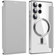 Откидной чехол для Samsung Galaxy S24 Ultra, RFID Wallet MagSafe CamShield, серебряный