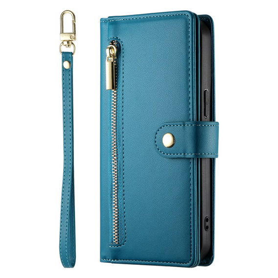 Откидной чехол для iPhone 16, Wallet Zipper Pocket, синий