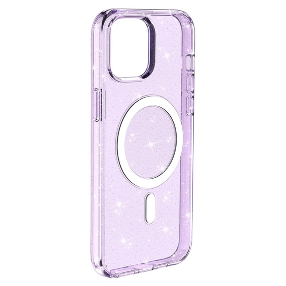 Чехол до iPhone 14, Dropproof MagSafe Glitter, фиолетовый