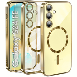 Чохол для Samsung Galaxy S24 FE, Electro MagSafe, золотий + Скло на екран