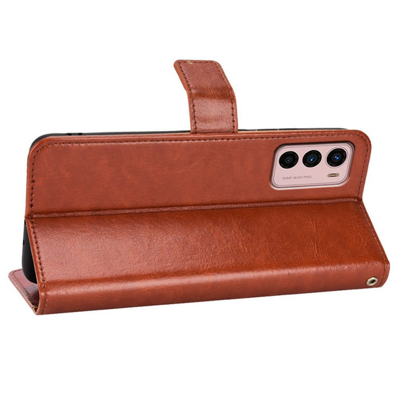 Откидной чехол для Motorola Moto G42 4G, Crazy Horse Wallet, коричневый