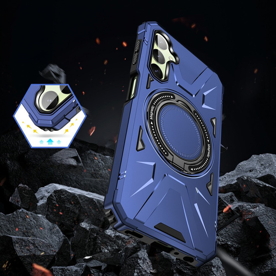 Чохол для Samsung Galaxy A54 5G, броньований з підставкою та ручкою, темно-синій