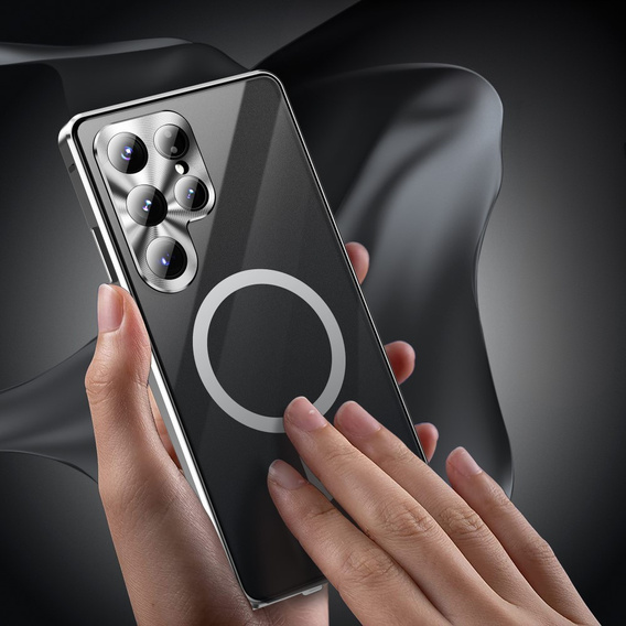 Магнітний чохол Dual Glass MagSafe для Samsung Galaxy S25 Ultra, сріблястий