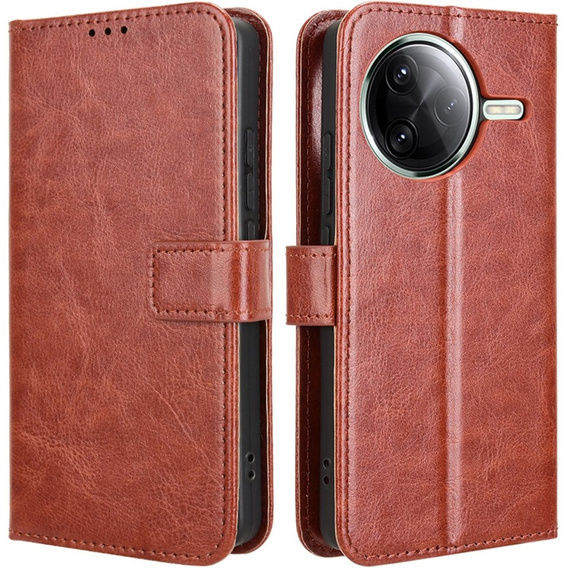 Футляр з клапаном для Xiaomi Poco F7 Ultra, Crazy Horse Wallet, коричневий
