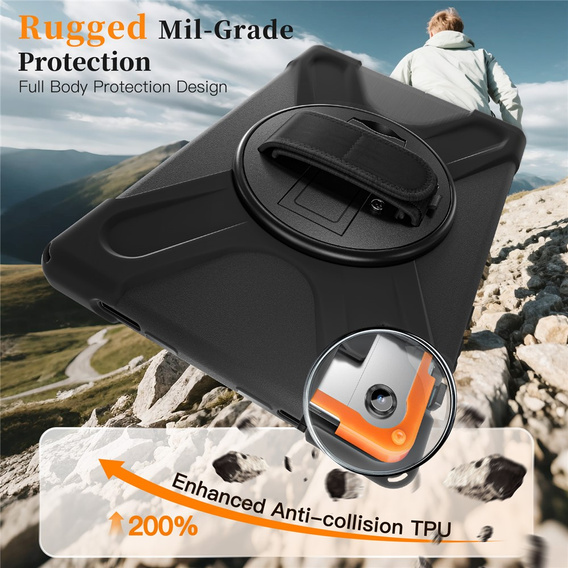 Бронированный чехол с подставкой и ремнем через плечо для Samsung Galaxy Tab A11+