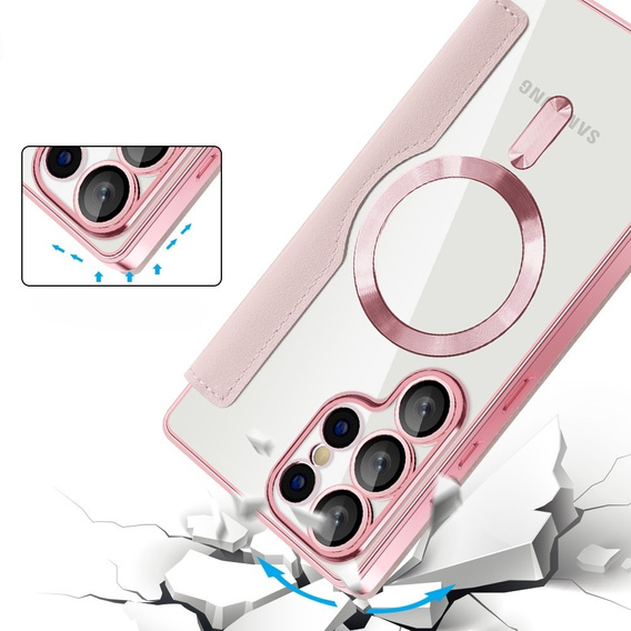 Чохол-книжка для Samsung Galaxy S25 Ultra, RFID Wallet MagSafe CamShield, рожевий