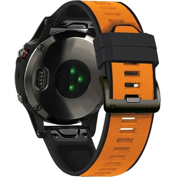 Силиконовый ремешок для Garmin Fenix 5/6/7 Forerunner 945/935, Orange / Black