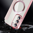 Откидной чехол для Samsung Galaxy S23, Wallet, MagSafe, розовый rose gold