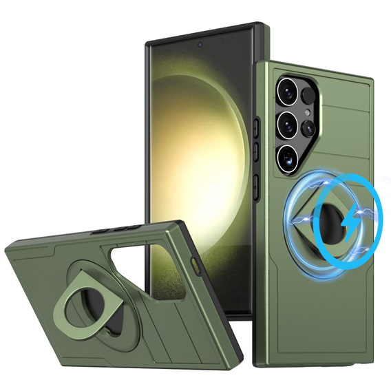 Чехол MagSafe для Samsung Galaxy S24 Ultra, Military Magnet, зелёный