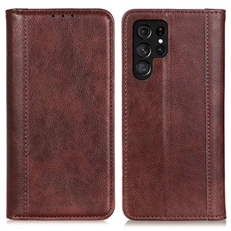 Чoхол до Samsung Galaxy S25 Ultra, Wallet Litchi Leather, коричневий