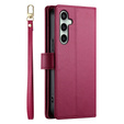 Откидной чехол для Samsung Galaxy S24 FE, Wallet Zipper Pocket, красный