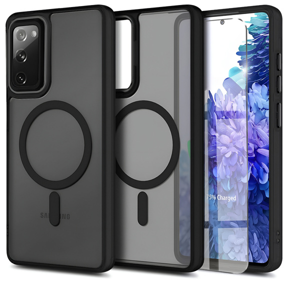 Чохол для Samsung Galaxy S20 FE, для MagSafe, ERBORD Matt Case, чорний + захисне скло