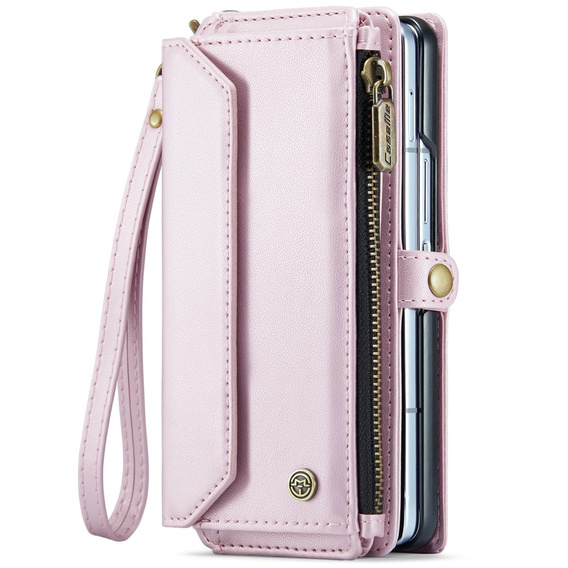 Чохол CASEME для Samsung Galaxy Z Fold6 5G, RFID Leather Wallet з плечовим ременем, рожевий