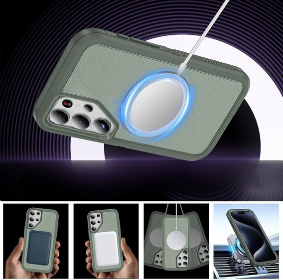 Чохол з рамкою для Samsung Galaxy S22 Ultra, для MagSafe, зелений