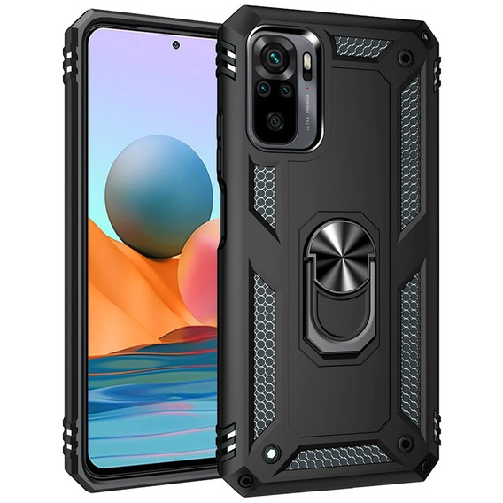 Бронированный Чехол до Xiaomi Redmi Note 10/10S, Nox Case Ring, чёрный
