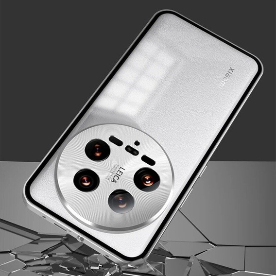 Чохол для Xiaomi 14 Ultra, Magnetic Dual Glass, сріблястий
