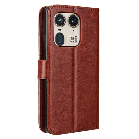 Футляр з клапаном для Motorola Edge 50 Ultra, Crazy Horse Wallet, коричневий