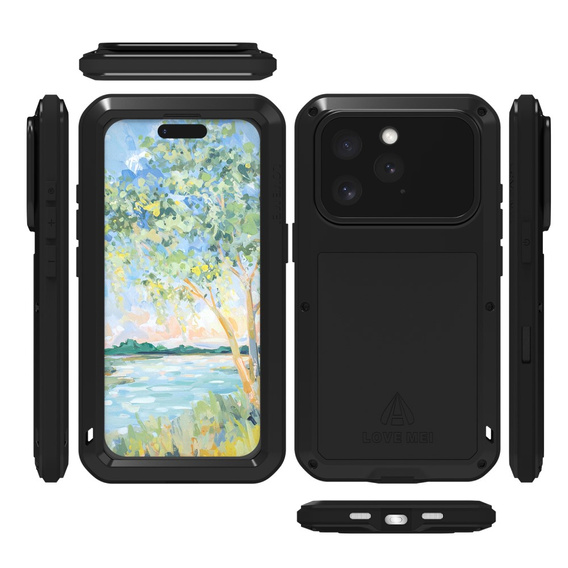 Чехол Love Mei до iPhone 16 Pro, armored with glass, чёрный