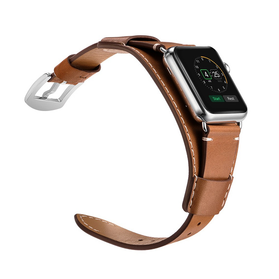 Шкіряний ремінець для Apple Watch 1/2/3/4/5/6/7/8/SE/Ultra 42/44/45/49 мм, коричневий