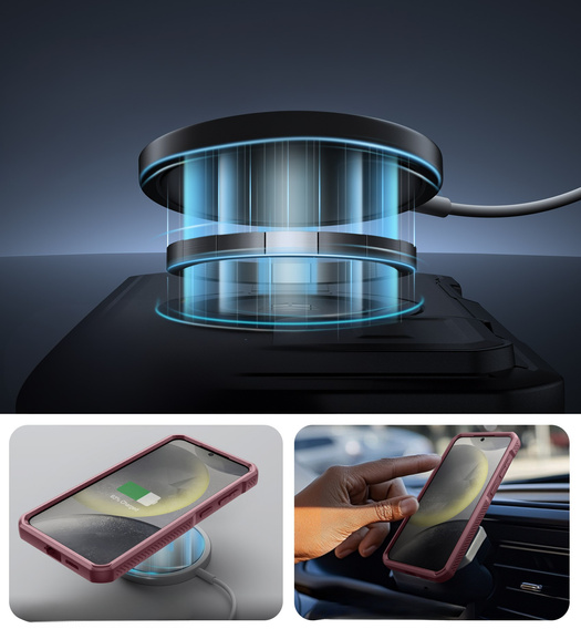 Броньований чохол для Samsung Galaxy S25+ Plus, Dexnor CamProtect MagSafe, червоний (Дві рамки)