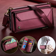 Чехол CASEME для Samsung Galaxy S25 Ultra, RFID Leather Wallet, с плечевым ремнем, красный