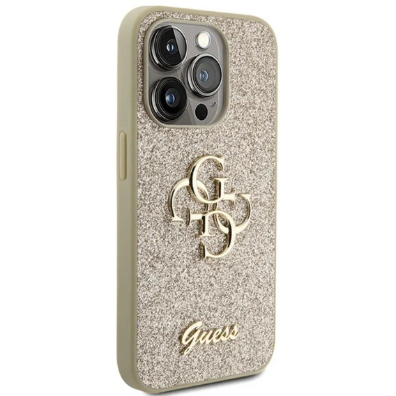 Чехол GUESS Fixed Glitter Big 4G Logo для iPhone 15 Pro