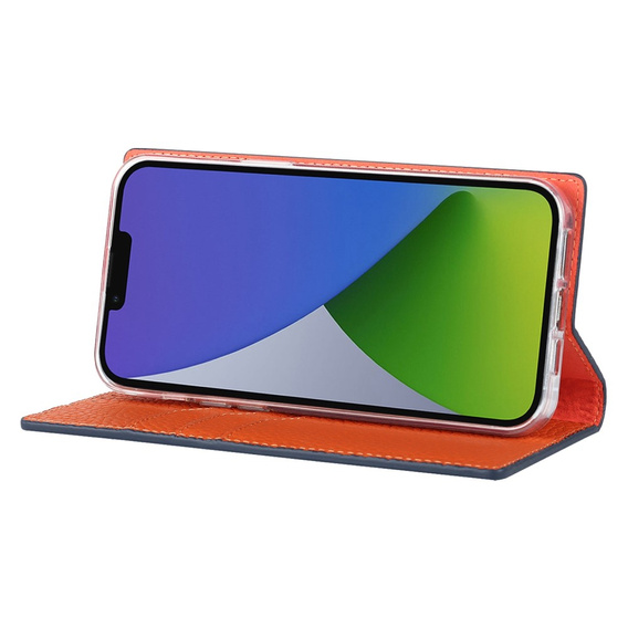 Чохол-книжка для iPhone 14 Plus, Litchi Skin Grain, темно-синій