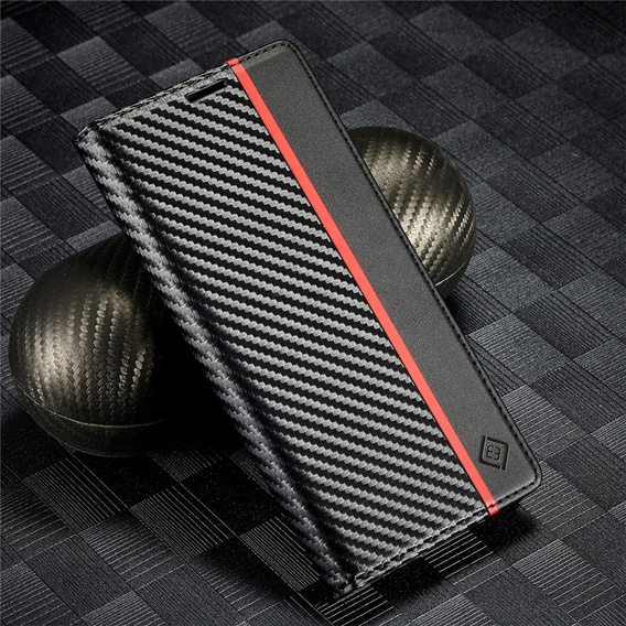 Чохол-розкладачка LC.IMEEKE для Samsung Galaxy A17 5G, з карбоновою текстурою, чорний