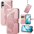 Откидной чехол для Samsung Galaxy S25 Edge, Butterfly, розовый rose gold