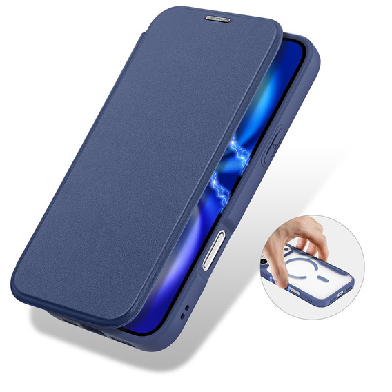 Чехол Dux Ducis для iPhone 17 Pro Max, Skin X Pro, с откидной крышкой, для MagSafe, темно-синий