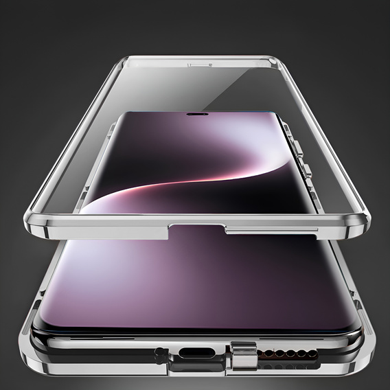 Чохол для Honor Magic 7 Lite, Magnetic Dual Glass, сріблястий